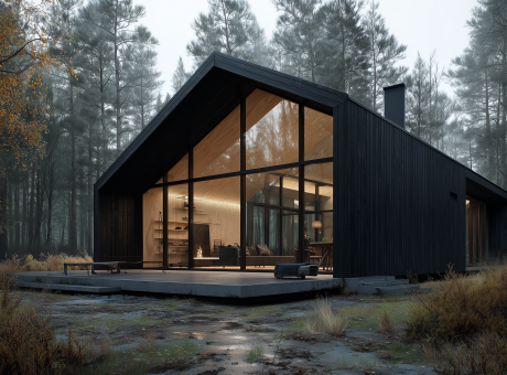 u4431761576_Minimal_Scandinavian_cabin_exterior_black_wooden_fa_9f317569-c638-438a-a3b6-245accbff02c